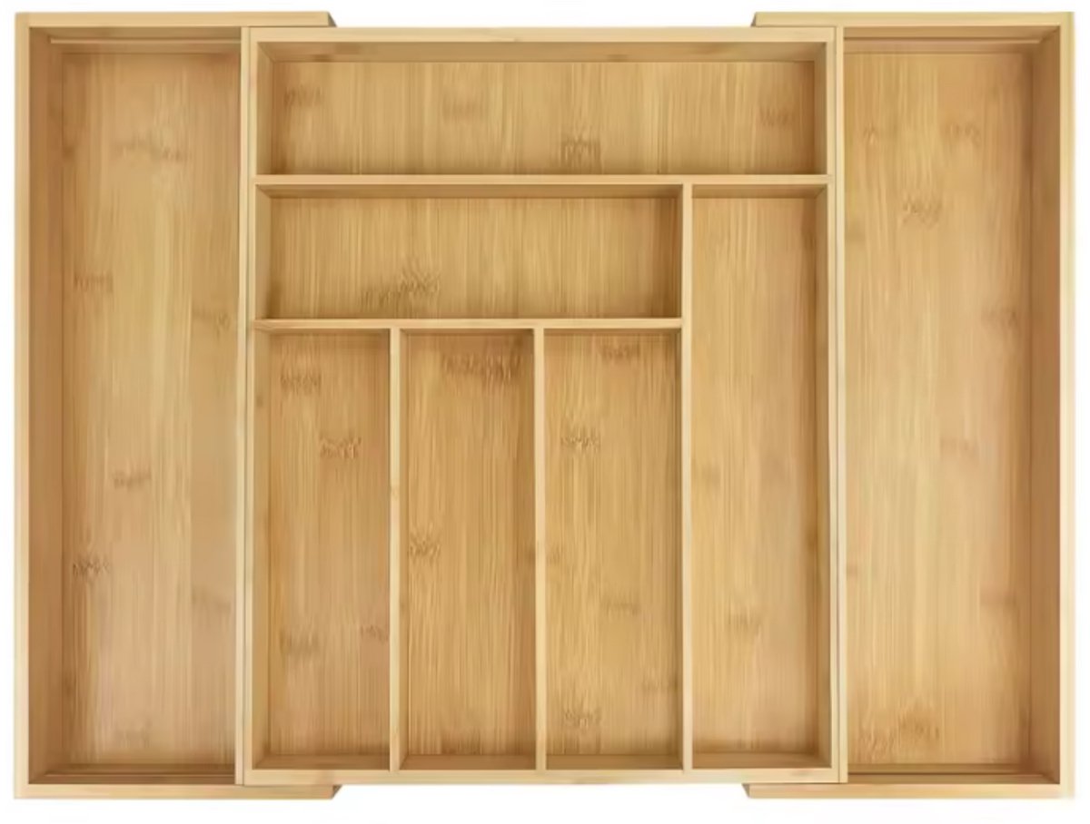 Besteklade Organisator - 6-8 Compartimenten Keukenlade - Keukengerei Houder voor Mes, Vork en Lepel