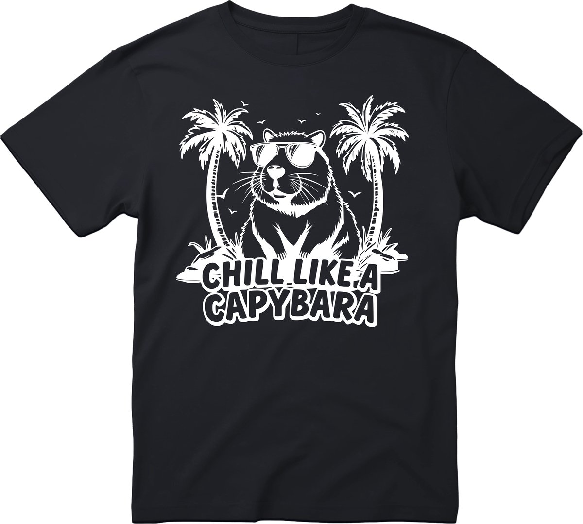 Chill Like A Capybara T-shirt - Heren Dames - Capibara - Uniseks - cadeau - Grappige T-shirt’s - Origineel Cadeau - Zwart - Funny - Grappig - Maat XXL