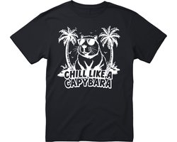 Chill Like A Capybara T-shirt - Heren Dames - Capibara - Uniseks - cadeau - Grappige T-shirt’s - Origineel Cadeau - Zwart - Funny - Grappig - Maat XL