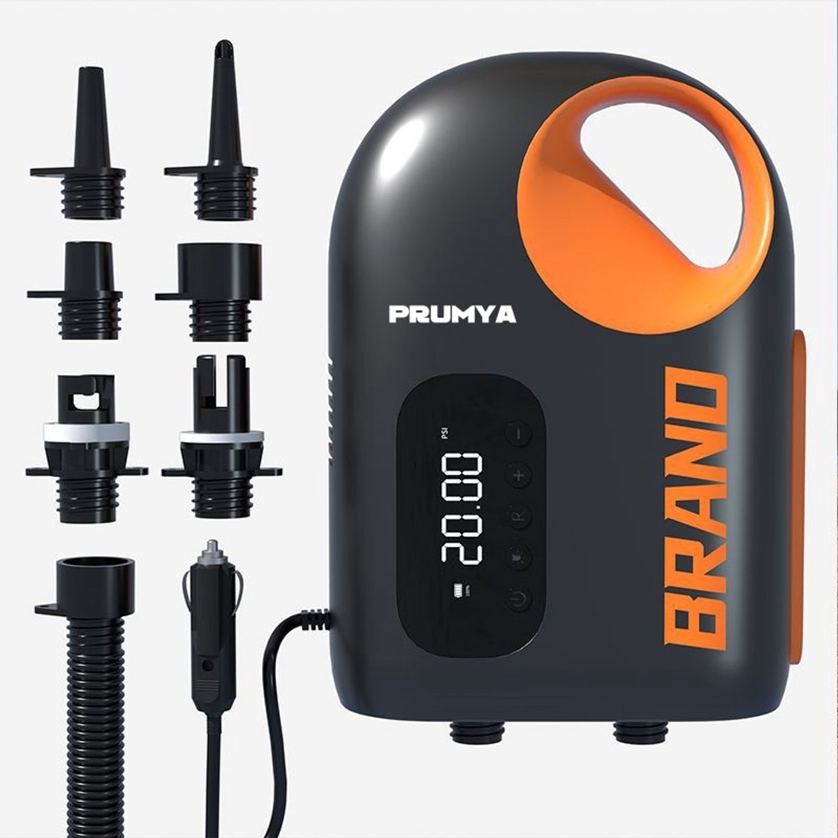 Krachtige 12V Slimme Luchtpomp met Hoge Druk - Multifunctionele Elektrische Compressor voor Fiets, Auto, Kajak & SUP-board