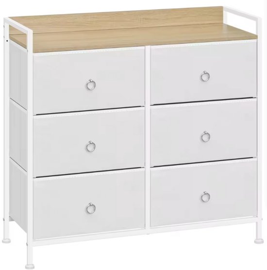 GOPLUS Commode met 3 stoffen laden, ladekast met metalen frame en afneembare en opvouwbare laden, kledingcommode voor slaapkamer, woonkamer, hal (bruin, 3 laden
