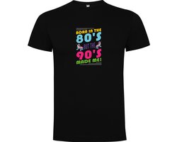 Zwart T-Shirt met Kleurrijke print “ Born in the 80's but the 90's made me! Rollerskates – Terug naar de jaren 80 en 90 – Good Vibes “ Print Full Color Maat 2XL