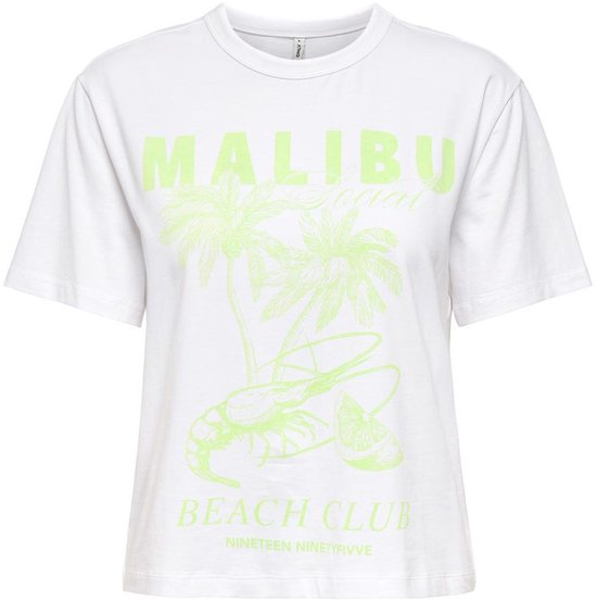 T-shirt femme ONLY ONLDINA LIFE S/ S CLUB TOP BOX JRS - White brillant Malibu