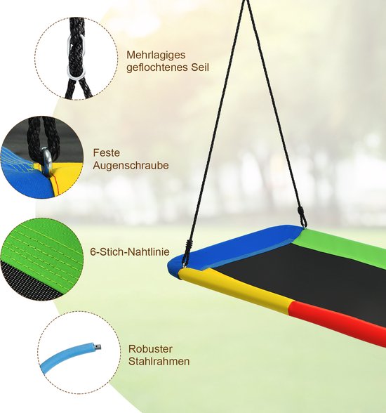 COSTWAY Nestschommel, Kinderschommel, Boomschommel Hangschommel, Ronde Schommel Voor Binnen En Buiten, Schommel Voor Kinderen En Volwassenen, Ø 100 Cm (blauw Raket) 15706483156