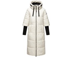Warm & Waterafstotend Marikoo CIAO MIAU - Lange Gewatteerde Winterjas Dames - Volwassen - Capuchon - Wit - XL