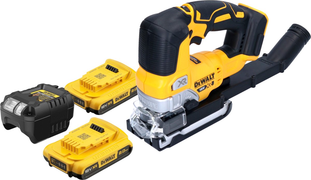 DeWalt DCS 334 D2 accu pendelzaag 18 V borstelloos + 2x accu 2,0 Ah + oplader