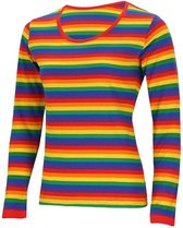 T-shirt de fête femmes manches longues - Rayures - Rainbow -en-ciel - Taille M - Carnaval - Déguisements dames - Déguisements - Apollo