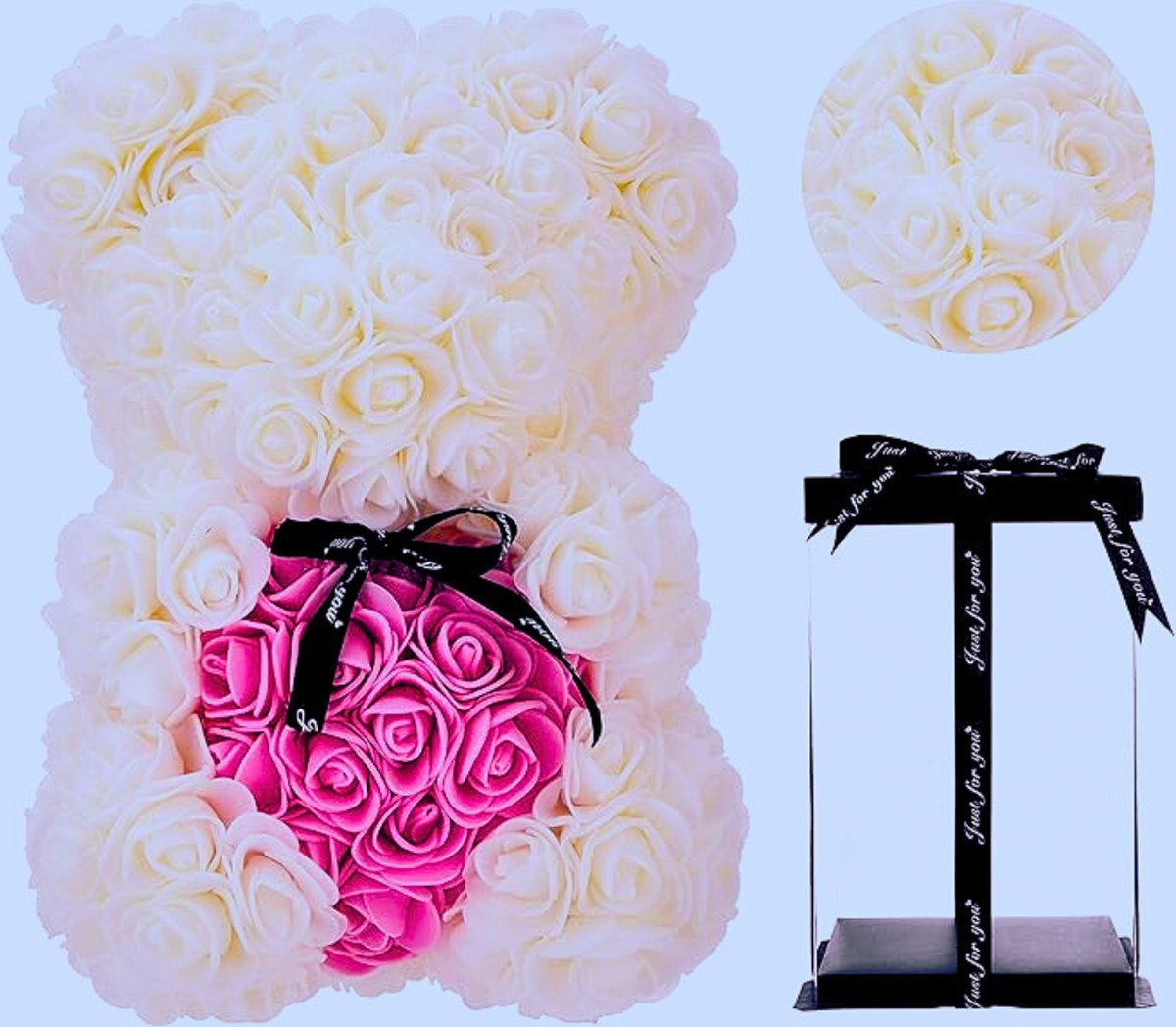 Unieke Rozenteddybeer In Luxe Geschenkdoos – Perfect Cadeau Voor Mama - Vrouw - Valentijn - Bruiloft & Jubileum (Wit)