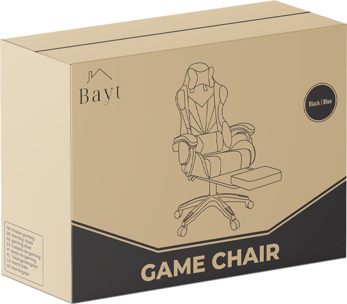 Bayt Gamestoel met voetensteun, zwart-cyaan thumbnail 8