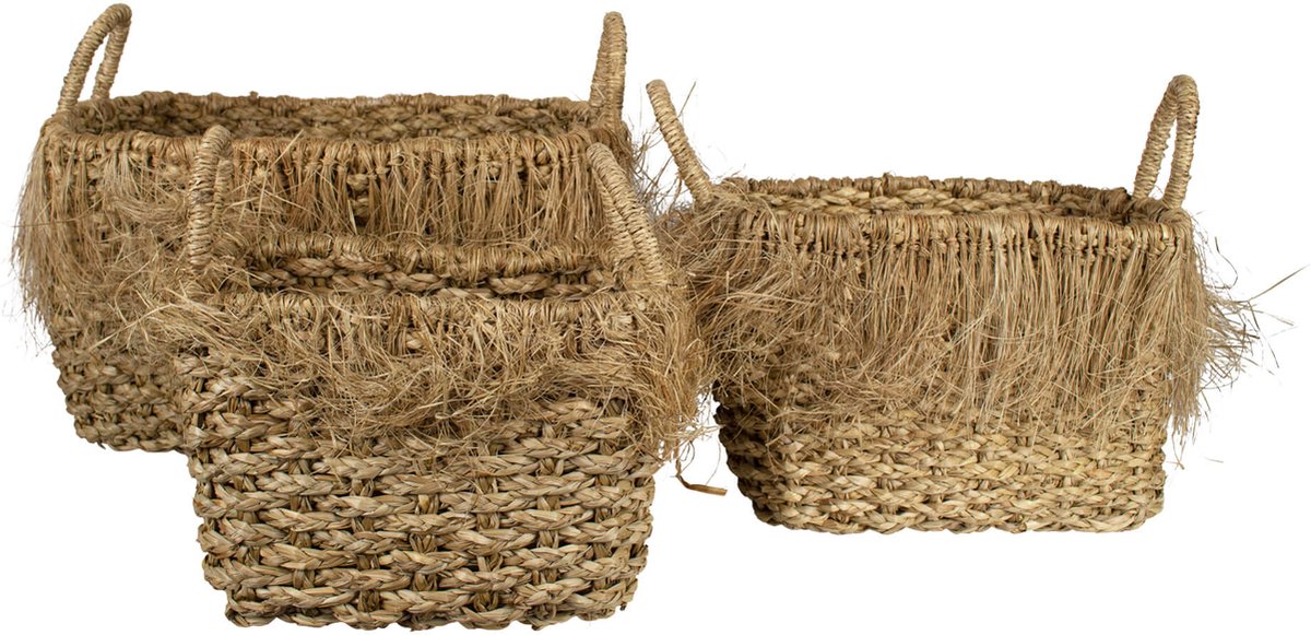 zeegras manden rafels rechthoek (set van 3)