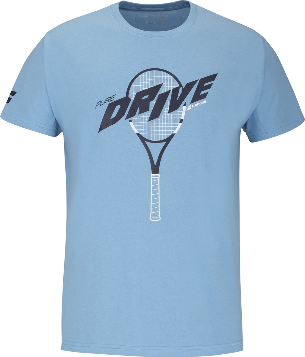 Babolat Pure Drive T-shirt - T-shirt Heren - 80% Katoen - Tennis T-shirt - Padel - T-shirt - Training T-shirt - Blauw - Maat XXL