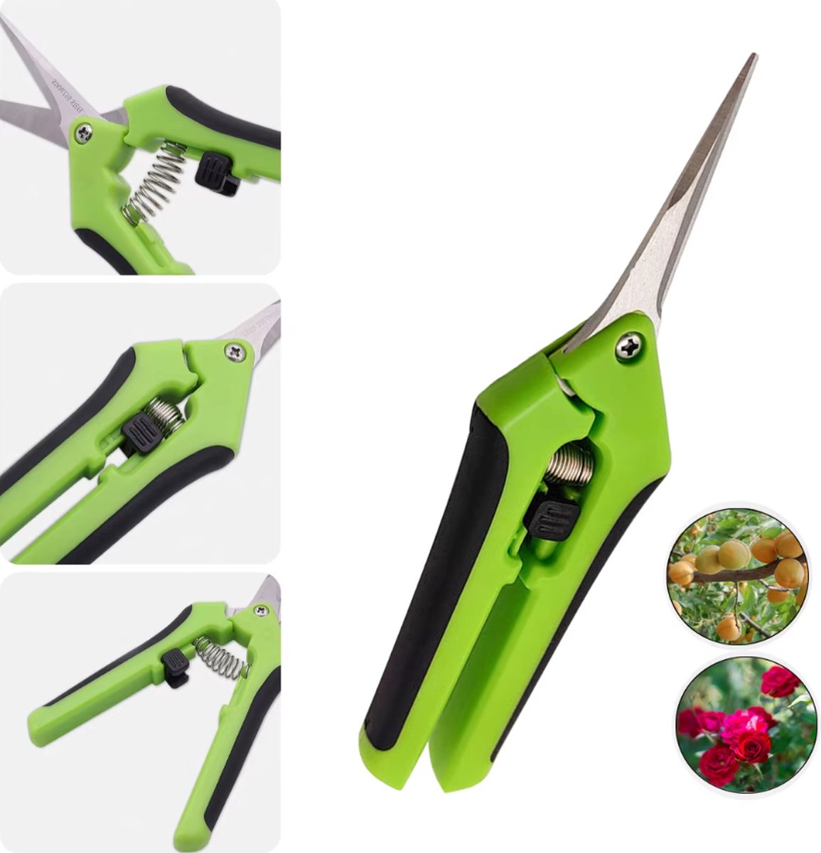 Actie4you® - Bloemenschaar met antislip handgreep - Vlijmscherp voor gladde snijoppervlaktes - Fruitschaar – Oogstschaar – Kruidenschaar - Snoeischaar voor bloemen - Groen