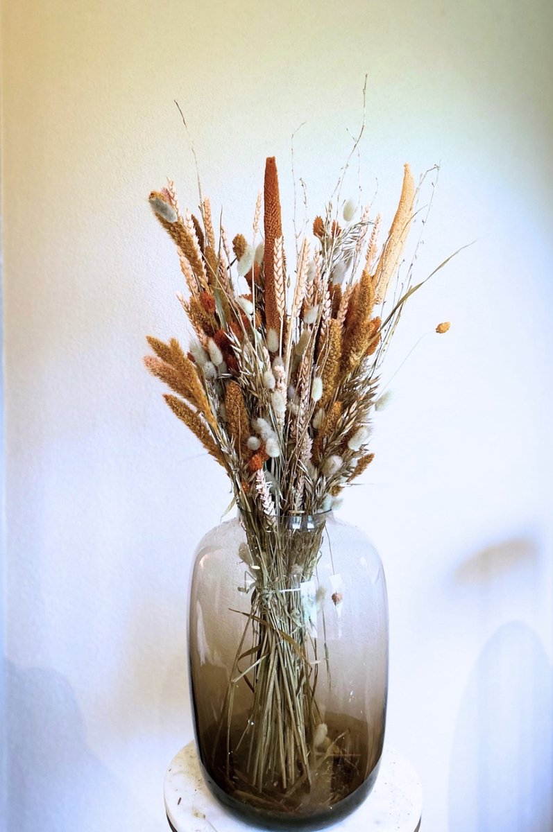 Droogbloemen oranje – Boeket Oranje (excl. vaas) - Droogboeket oranje - Oranje - Beige - Wit - Goud - La Florista