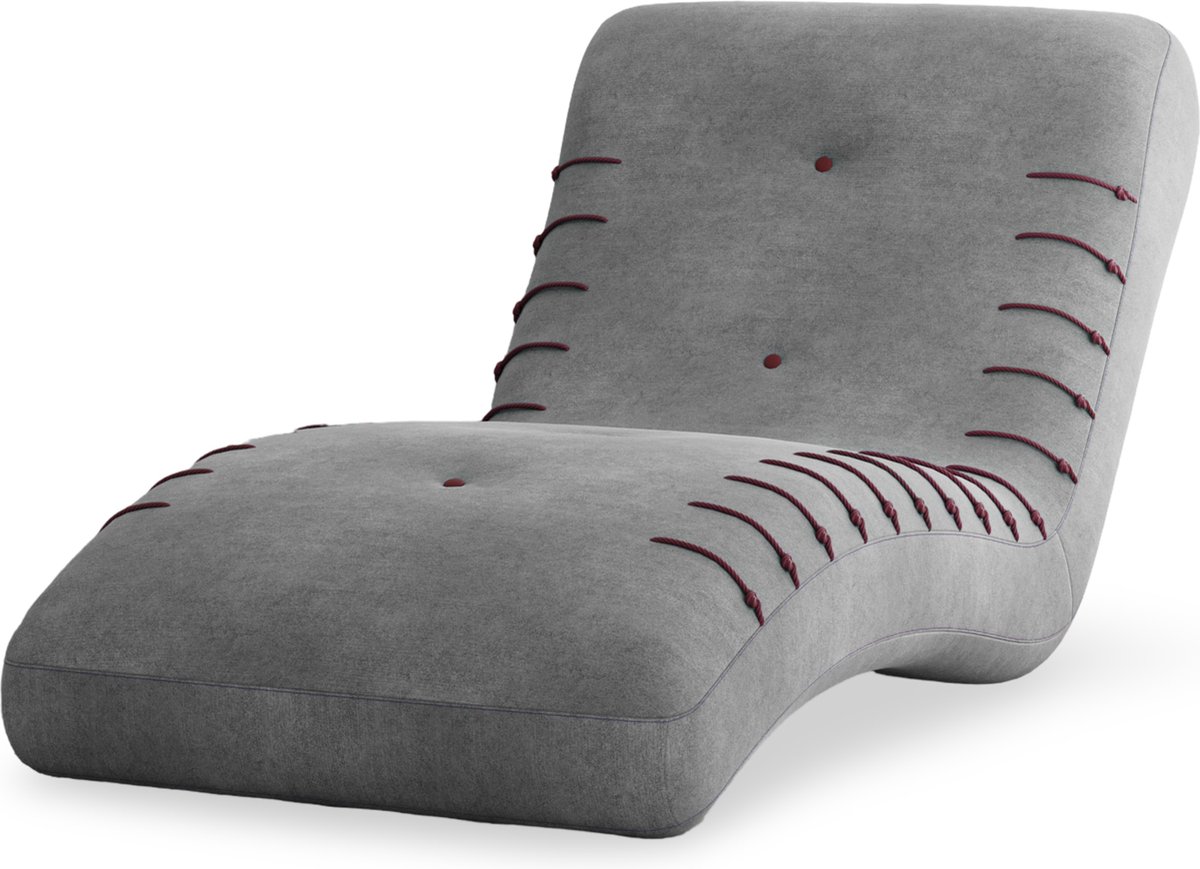 Meridienne Chaise longue SPLINE - elegant en ergonomisch comfort, modern uiterlijk met contrasterende naden - Donkergrijs (Castel 93)
