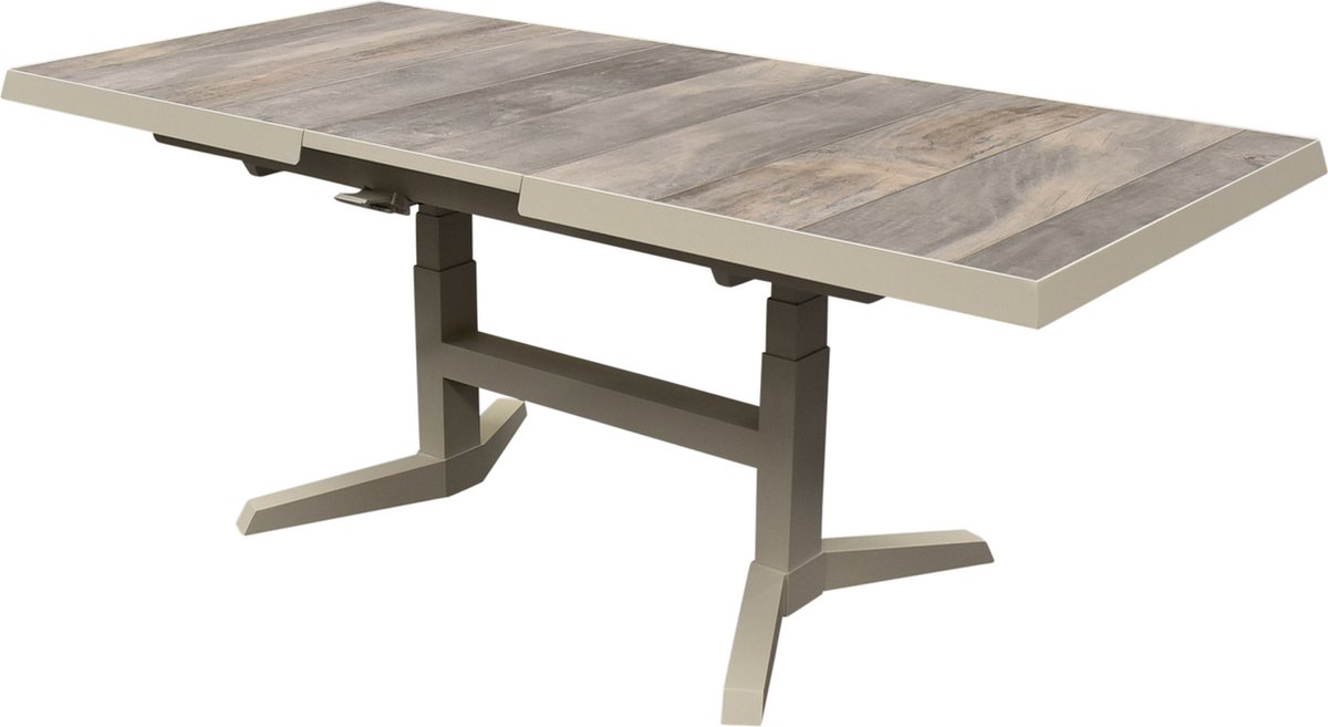 Venezia uitschuifbare lounge-diningtafel in hoogte verstelbaar 143-183x88xH51-H75 cm latte