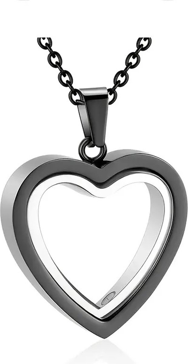 Ashanger zwart hart - Luxe ashanger met ketting - Ashanger zwart hart incl. ketting - Ash pendant black heart - gedenksieraad - Petshop Seven®