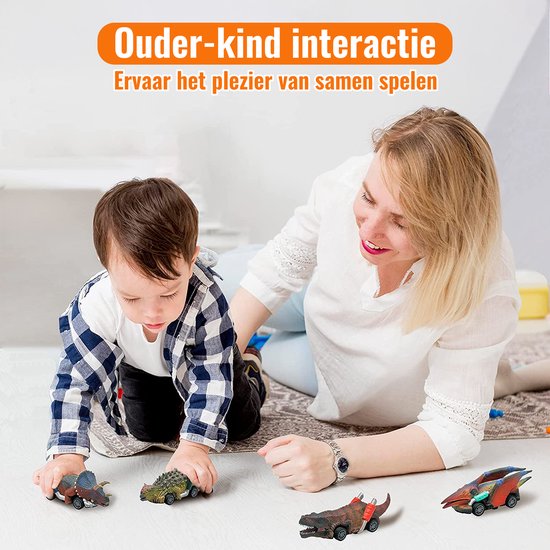 Joyage Dinosaurus auto speelgoed jongens - Jurassic Speelgoed autos jongens speelfiguren - Peuter speelgoed 2 jaar Dino speelgoed auto Dinosaurus kinderspeelgoed 3 jaar - Jongens Speelgoed Meisjes speelgoed 4 jaar kleuter speelgoed 5 jaar open ended