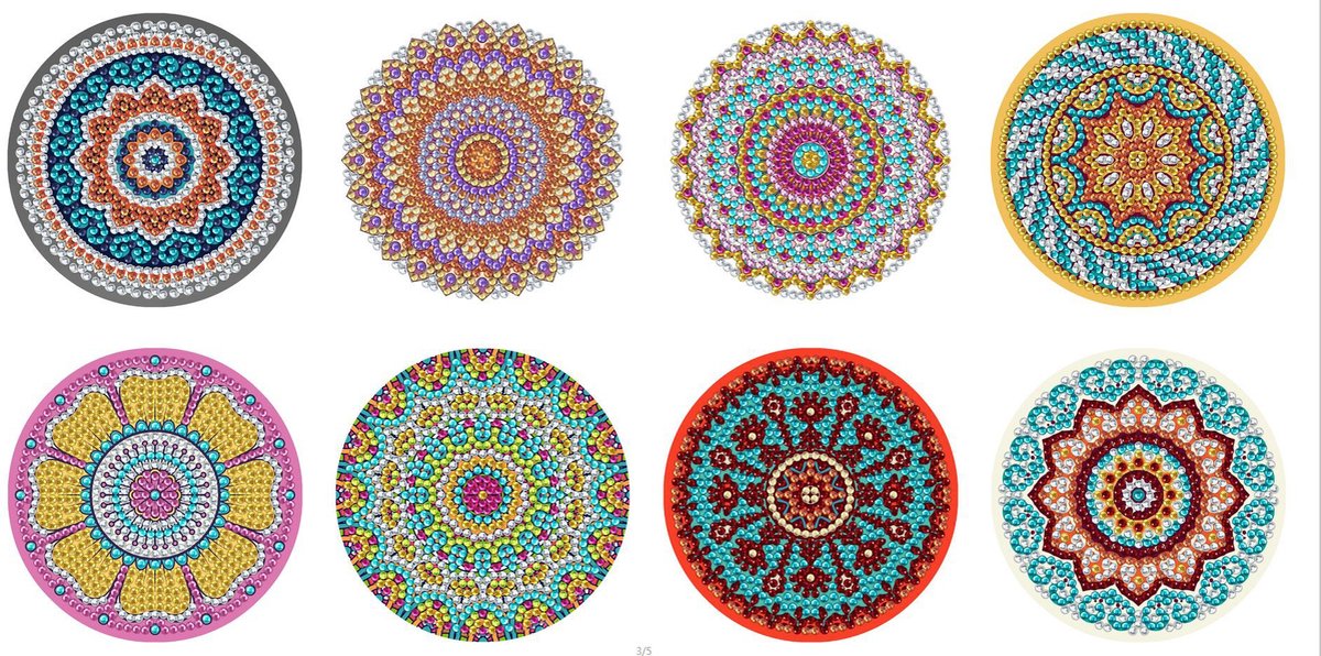 VDTOYS® DIAMOND PAINTING voor volwassenen - Mandala Onderzetters - Coasters - Onderleggers - Ronde steentjes - 8 stuks - Compleet Hobbypakket - set M mandala set 4