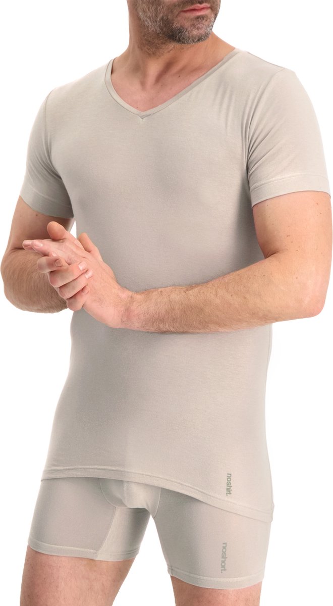 Noshirt Performance - Ondershirt - Reguliere V-hals - Tencel - Invisible Khaki - XXL