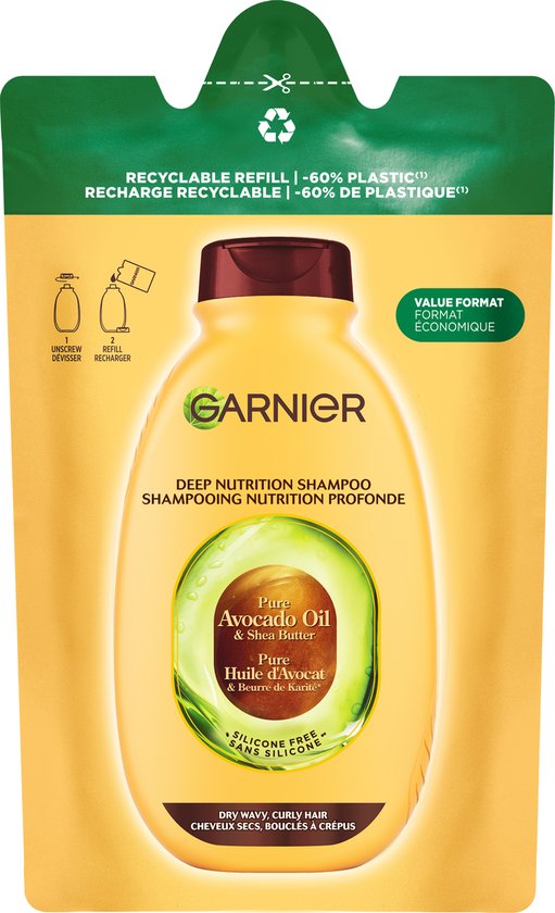 Garnier Loving Blends Avocado Olie & Shea Boter Shampoo Refill - Intens Voedend - Voor Zeer Droog, Golvend of Krullend Haar - 250ml