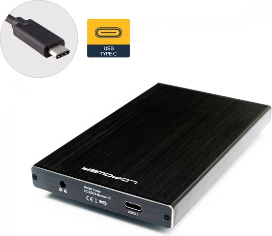 Super Speed USB 3.1 Gen.2 Type-C ( tot 10 Gb/s ) Externe Harde Schijf Aluminium Behuizing voor 2.5'' inch SATA of HDD/SSD