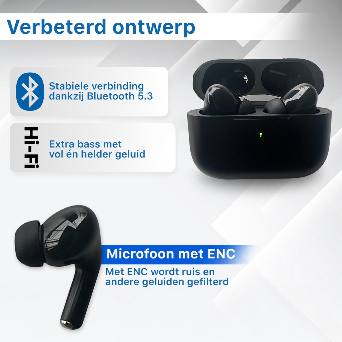 In-Ear Draadloze Oordopjes met Noise Cancelling en Bluetooth 5.3 - Oortjes Draadloos - Geschikt voor iPhone - Oortjes - Origineel Phreeze Wireless EarBuds – foto 3