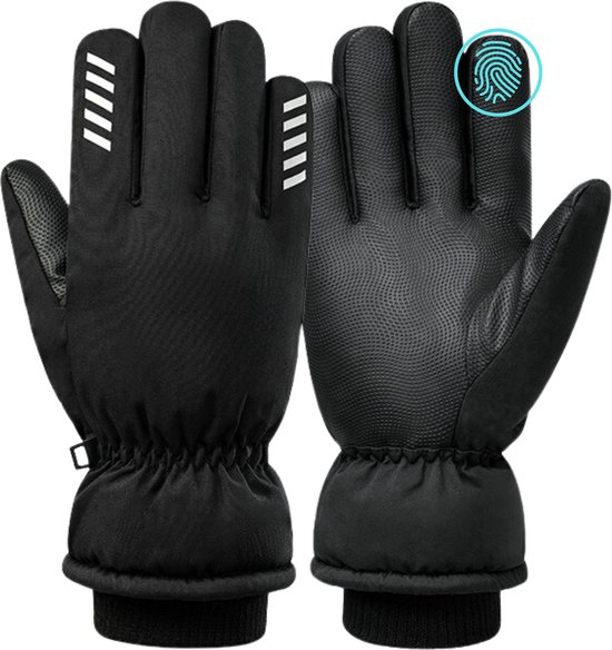 U Fit One Ski Handschoenen met Touch Screen - Outdoor Winter Handschoenen - Thermo Gloves voor Dames en Heren - Anti Slip Palm - Zwart - Maat S/M
