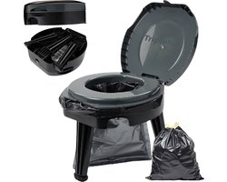 Draagbaar Campingtoilet - Geschikt voor elke Vuilniszak - Opvouwbare WC - Outdoor Toilet - Mobiel toilet - Plasemmer - Toiletemmer