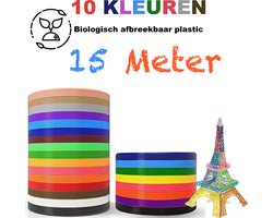foto van 3D pen vullingen - PLA Filament - 10 kleuren Vulling - 15 meter - 1,75mm - Navulling 3D Pen Hervulling biologisch afbreekbaar PLA - Universeel Geschikt voor alle 3D pennen