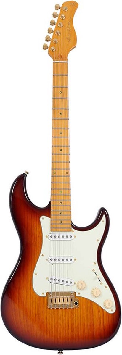 Sire Guitars S10 SSS/TS Swamp ash elektrische gitaar S-stijl, tobacco sunburst, inclusief koffer