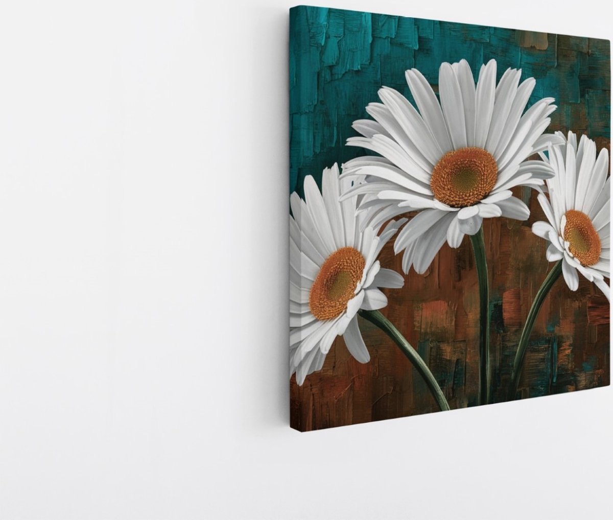 Saammp Canvas Schilderij - Madeliefjes - Natuur - Modern - 20x20 - Foto op canvas - Wanddecoratie - Muurdecoratie Woonkamer - Kantoor Decoratie Multicolor