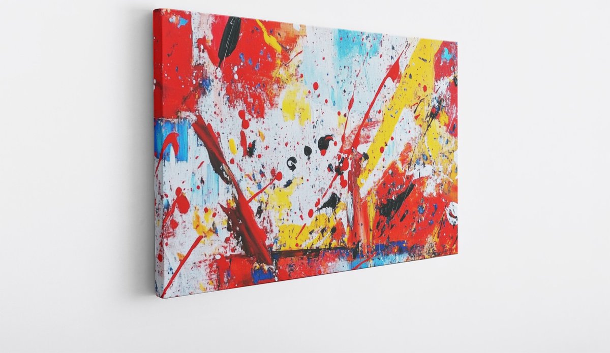 Saammp Canvas Schilderij - Explosie van verfdruppels - Abstracte wanddecoratie- 40x30 - Foto op canvas - Wanddecoratie - Muurdecoratie Woonkamer - Kantoor Decoratie Multicolor