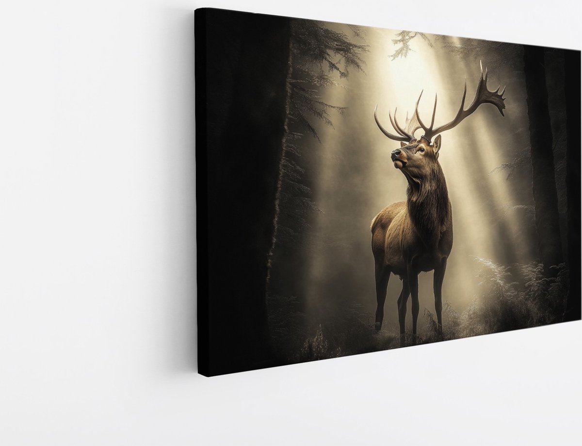 Saammp Canvas Schilderij - Natuur - Rivier door besneeuwd gebied - landschappen - 50x40 - Foto op canvas - Wanddecoratie - Muurdecoratie Woonkamer - Slaapkamer decoratie - Canvas Print Multicolor