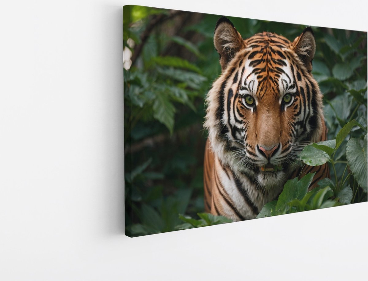 Saammp Canvas Schilderij -Tijger in de Natuur - Dieren - 30x20 - Foto op canvas - Wanddecoratie - Muurdecoratie Woonkamer - Slaapkamer decoratie - Canvas Print Multicolor