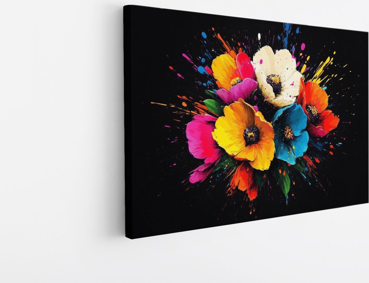 Saammp Canvas Schilderij - Gedroogde Papaverbloemen - Bohemian - 100x75 - Foto op canvas - Wanddecoratie - Muurdecoratie Woonkamer - Kantoor Decoratie Multicolor