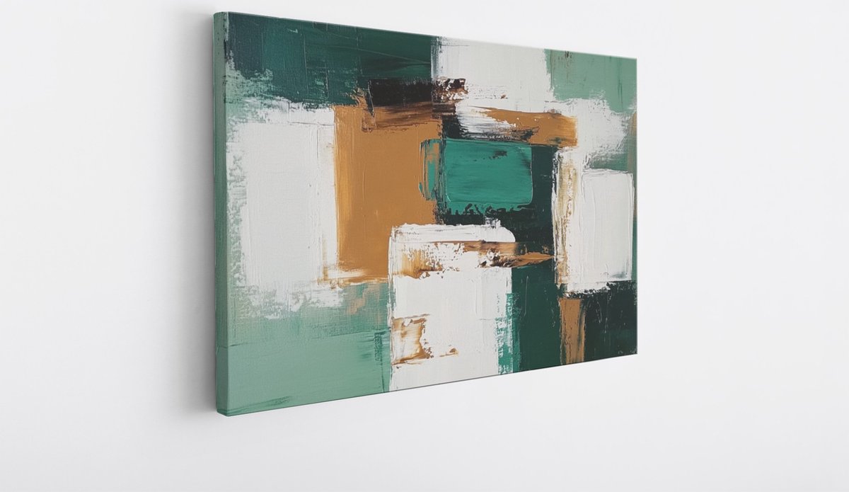 Saammp Canvas Schilderij - Patroon - Groen - Abstract - 45x30 - Foto op canvas - Wanddecoratie - Muurdecoratie Woonkamer - Slaapkamer decoratie - Canvas Print Multicolor