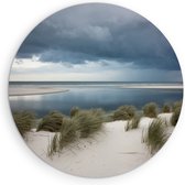Saammp - Forex Muurcirkel - Strand - Zee - duinen - Ø 90 - Wandcirkel - Wanddecoratie Cirkel - muurdecoratie Woonkamer - Slaapkamer decoratie - Rond Schilderij
