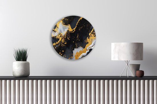 Saammp Forex Wall Circle - Liquide - Zwart - Oeuvre Abstraite - Ø 80 - Cercle Mural - Cercle Décoration murale Murale - Décoration murale Murale Salon - Décoration Chambre - Peinture Ronde