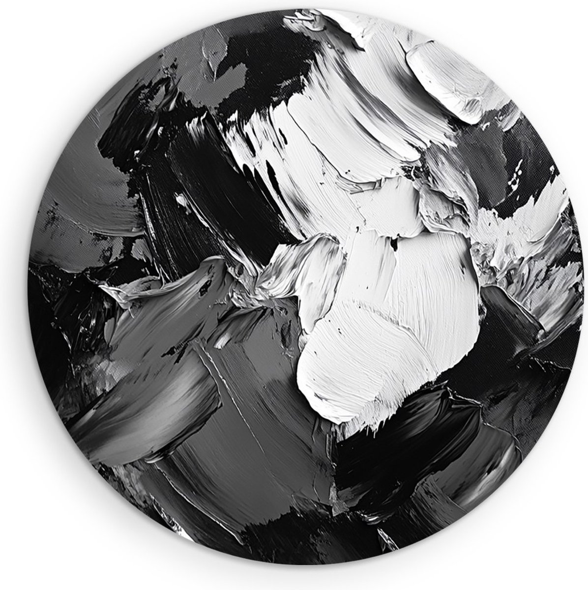 Saammp Forex Muurcirkel - Zwart Grijs Vegen - Abstract - Ø 90 - Wandcirkel - Wanddecoratie Cirkel - Muurdecoratie Woonkamer - Slaapkamer decoratie - Rond Schilderij