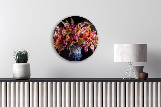 Cercle mural Saammp en bois - Fleurs abstraites dans un vase - Nature - Ø 50 - Cercle mural - Décoration murale Cercle - Décoration murale Salon - Décoration de bureau