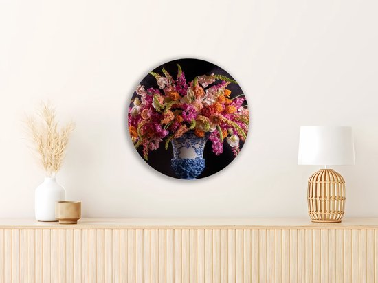 Cercle mural Saammp en bois - Fleurs abstraites dans un vase - Nature - Ø 50 - Cercle mural - Décoration murale Cercle - Décoration murale Salon - Décoration de bureau
