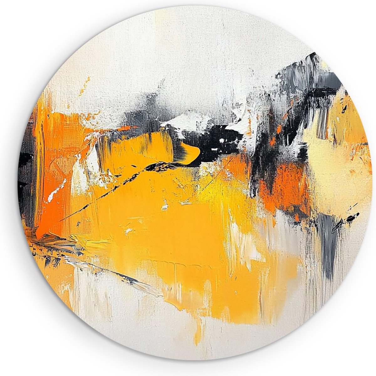 Saammp Muurcirkel Hout - Patroon - Geel - Abstract - Ø 40 - Wandcirkel - Wanddecoratie Cirkel - Muurdecoratie Woonkamer - Slaapkamer decoratie - Rond Schilderij