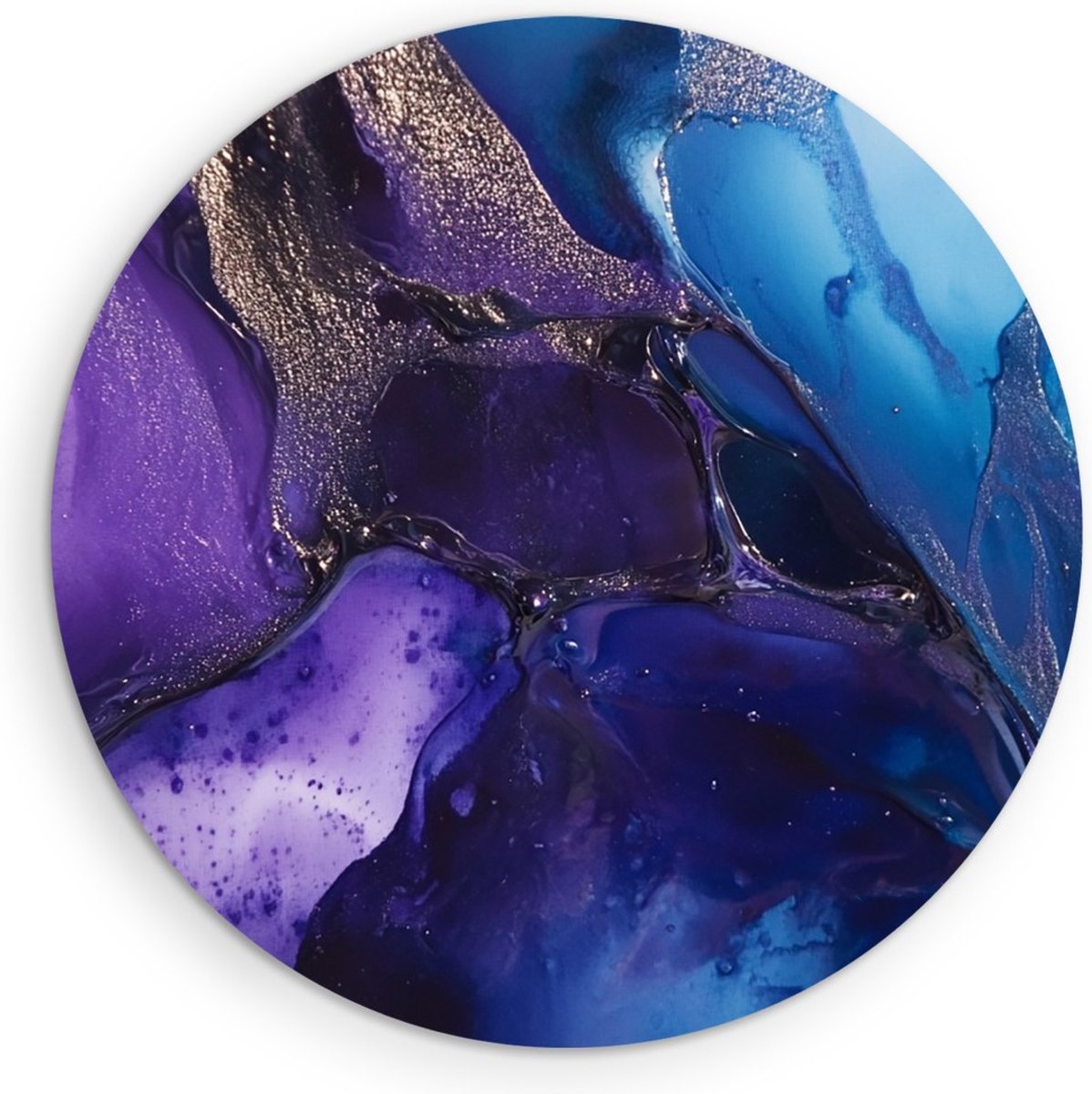 Saammp Muurcirkel Hout - Paars Blauw - Modern - Abstract - Ø 40 - Wandcirkel - Wanddecoratie Cirkel - Muurdecoratie Woonkamer - Slaapkamer decoratie - Rond Schilderij