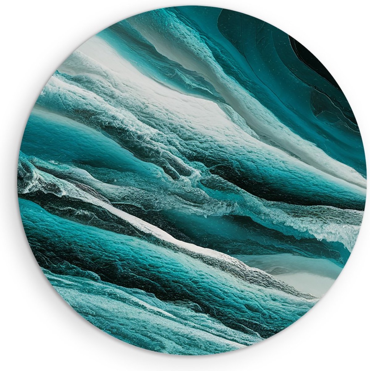 Saammp Muurcirkel Hout - Turqoise - Abstract - Ø 60 - Wandcirkel - Wanddecoratie Cirkel - Muurdecoratie Woonkamer - Slaapkamer decoratie - Rond Schilderij