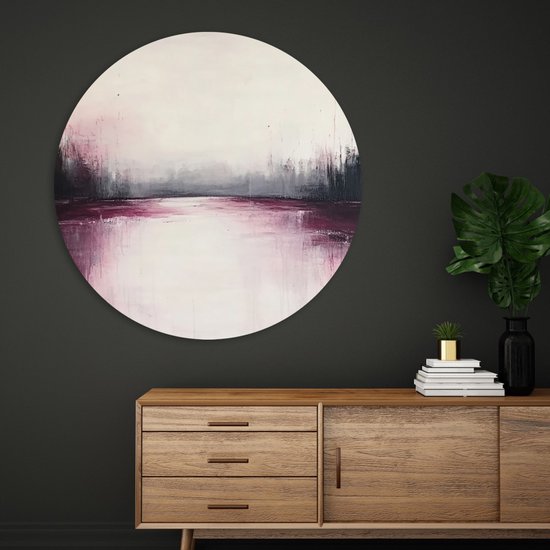 Saammp Muurcirkel Hout - bordeaux rood - minimalistische kunst - Abstracte - Ø 60 - Wandcirkel - Wanddecoratie Cirkel - Muurdecoratie Woonkamer - Kantoor Decoratie