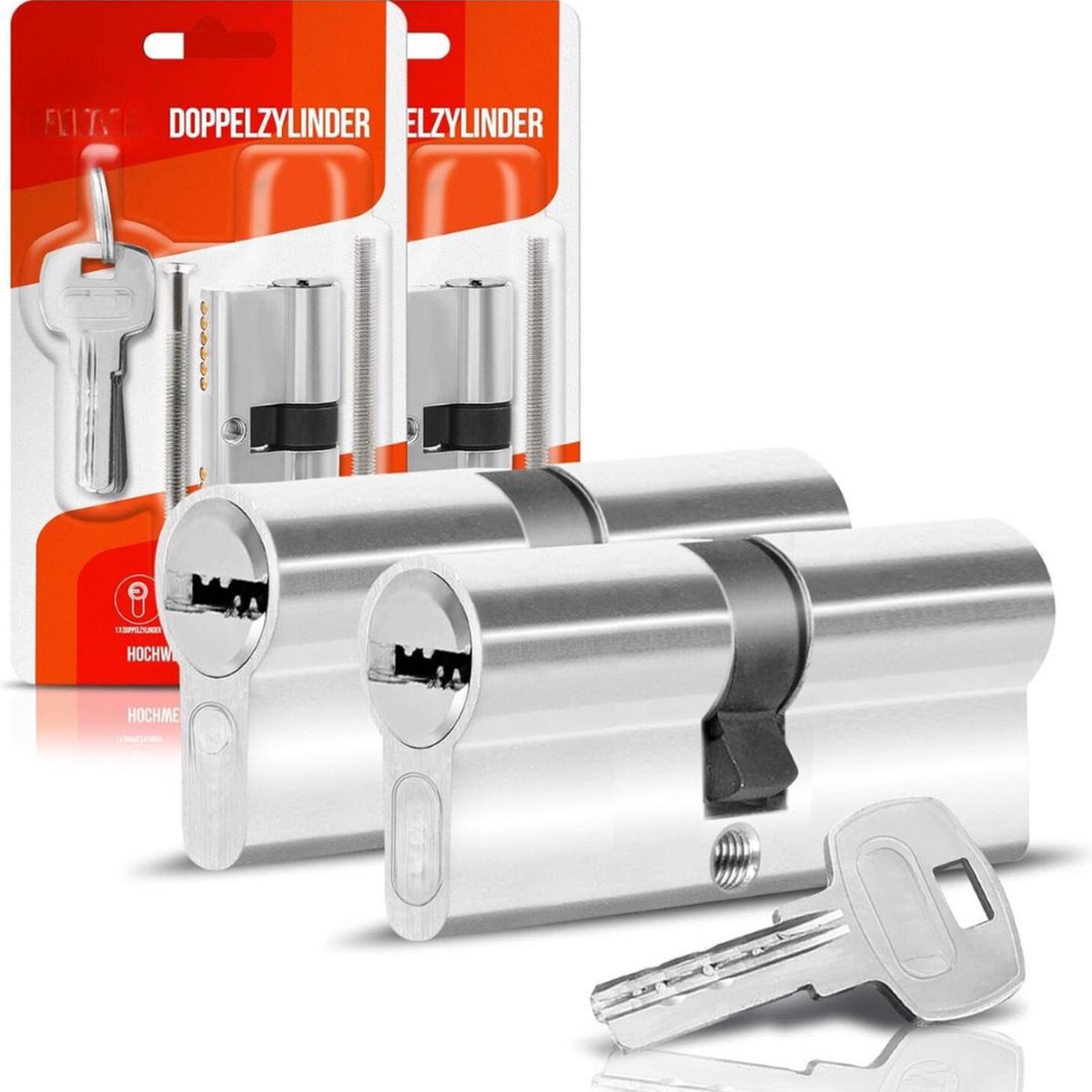 Profielcilinder Set 40/40 Dubbele Cilinder Deurslot 2 Stuks Gelijksluitend Incl 10 Sleutels Lengte: 80 mm A:40 B:40