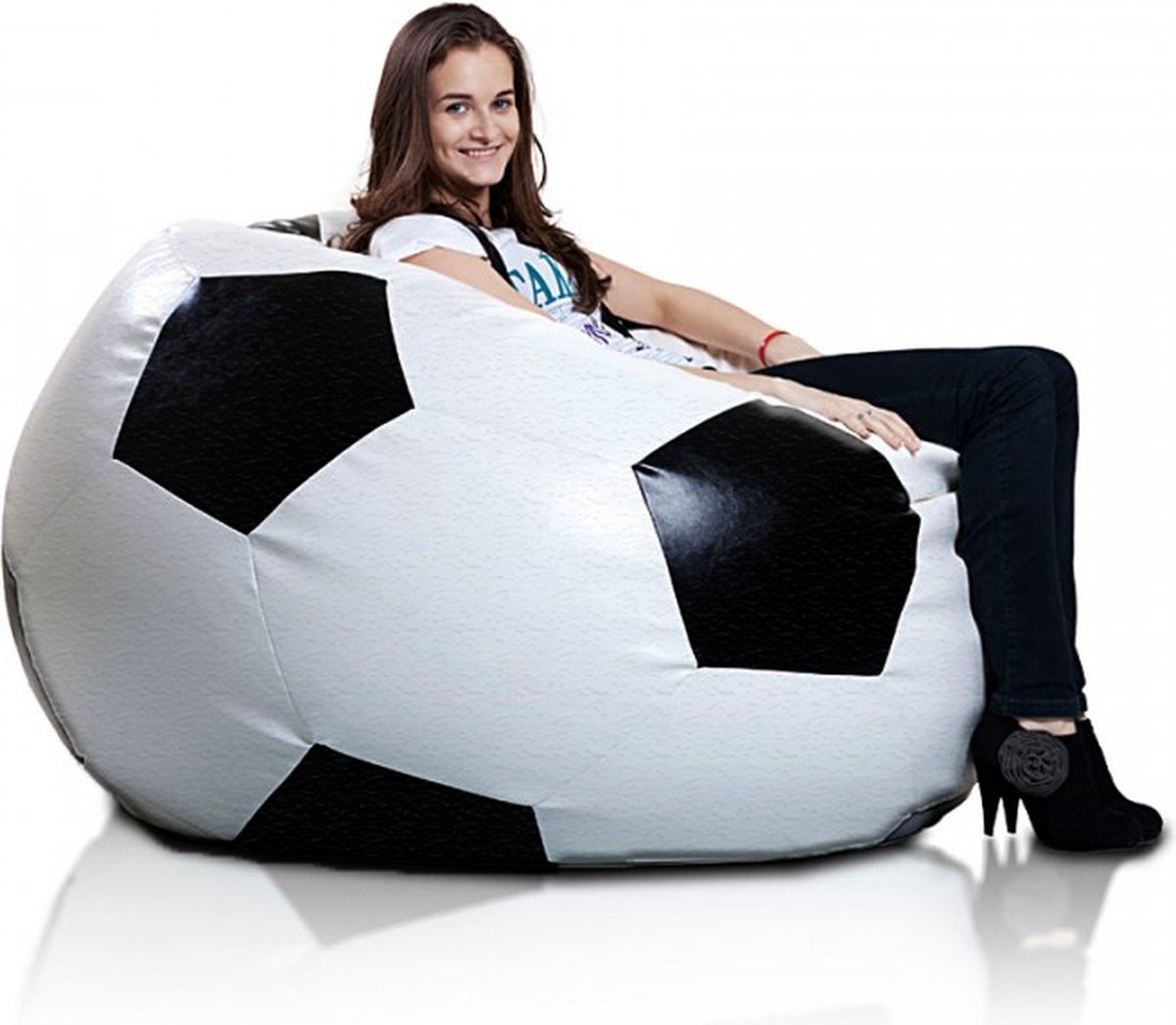 Voetbal Zitzak - Zwart/Wit Ecoleer - 55cm - Viking Choice