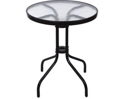 ModernHome Tuintafel Rond - 60cm - Gehard Glas & Zwart Staal - Stijlvol en Duurzaam