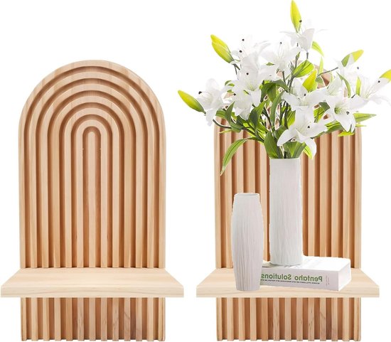 Houten Boheemse zwevende boekenplank - hangende planken Houten Boheemse zwevende boekenplank - hangende planken