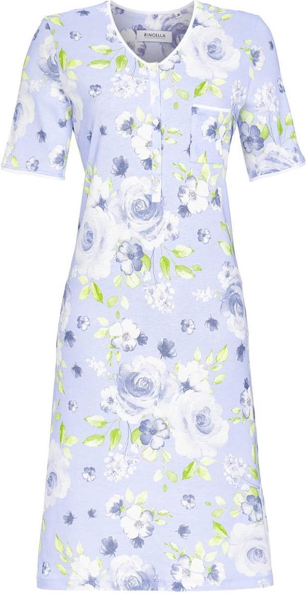 Ringella Rose Print – Nachtkleed – 5211069 – Azur – Blauw